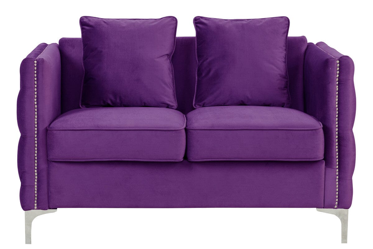 Bayberry Purple Velvet Sofa Loveseat Living Room Set