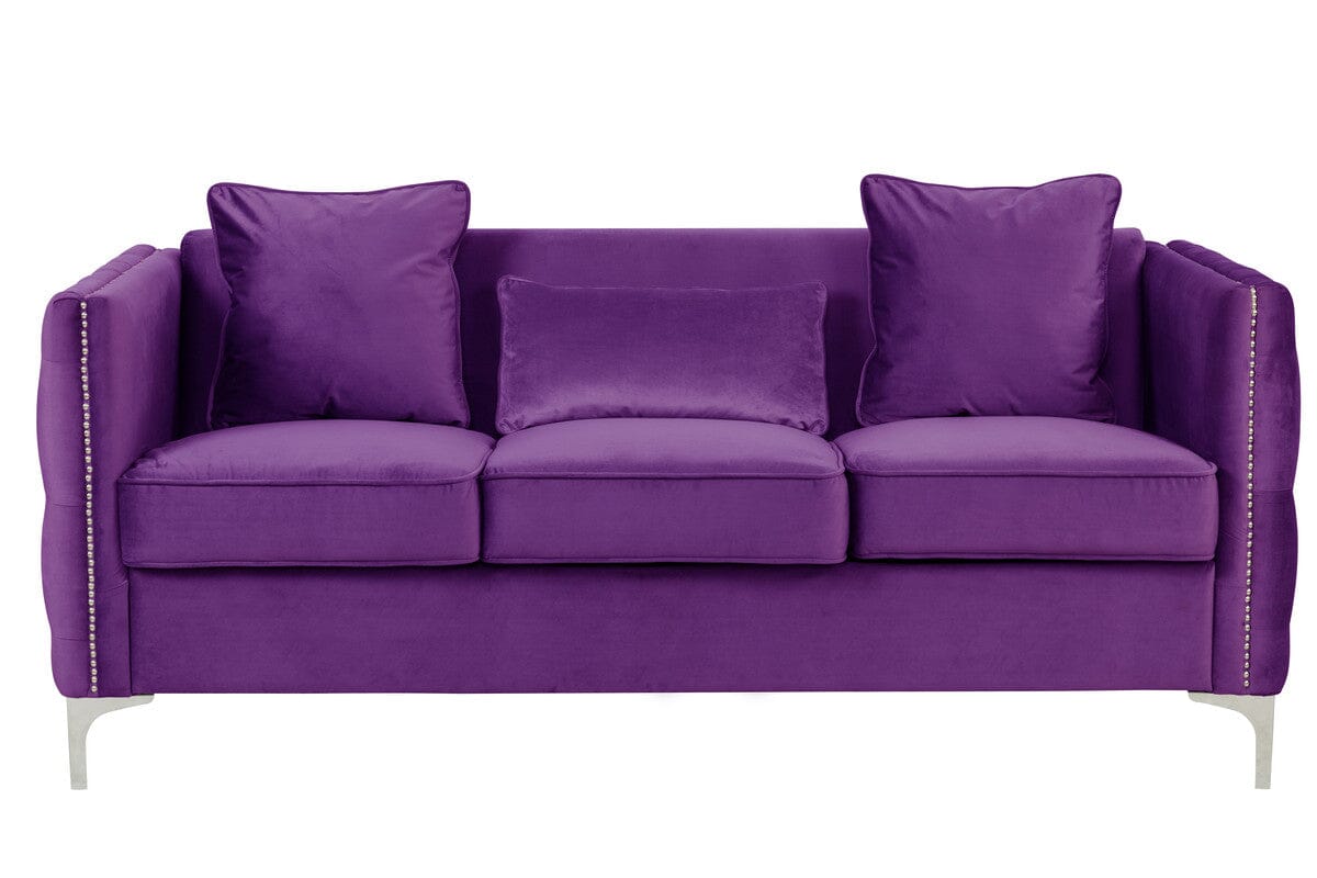 Bayberry Purple Velvet Sofa Loveseat Living Room Set