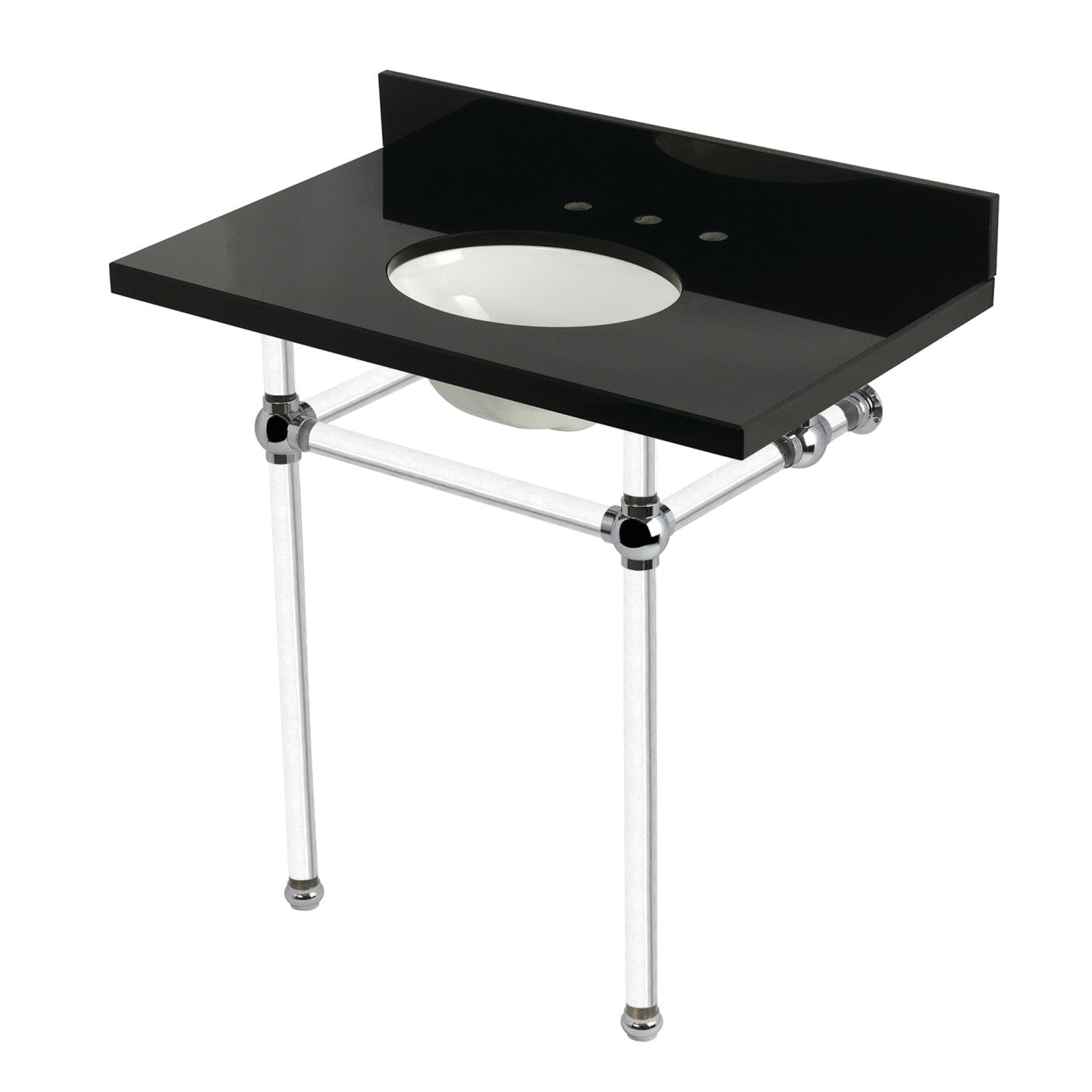 Templeton 36-Inch Black Granite Console Sink with Acrylic Legs