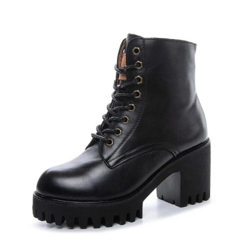 Petite Size Leather Martin Boots For Women