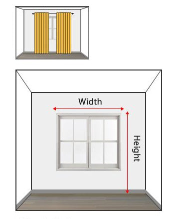Curtain window size