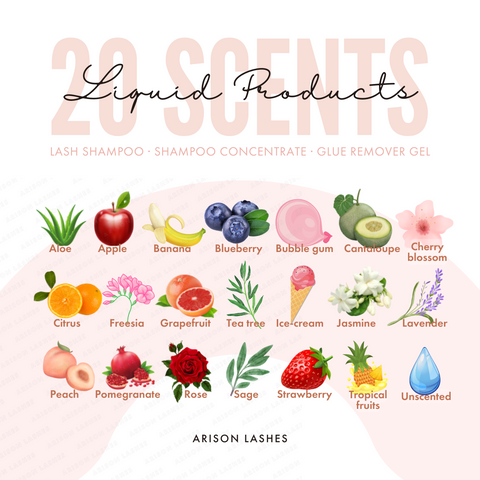 20 scents of Arison Lashes liquid products
