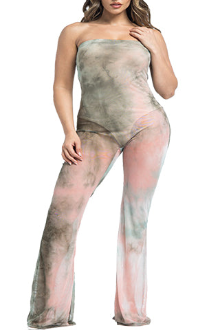 BODY SUIT WITHMESH PANTS TUBE JUMPSUIT-PLUS(D1971P) <Bundle>