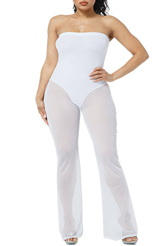 BODY SUIT WITHMESH PANTS TUBE JUMPSUIT-PLUS(D1971P) <Bundle>