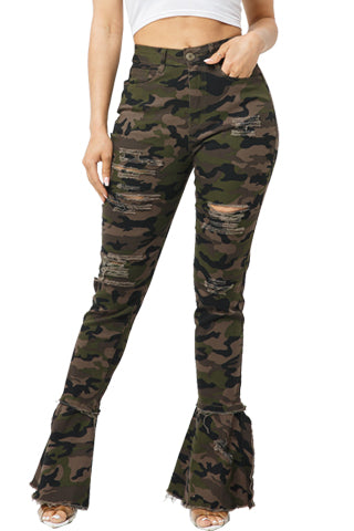 CAMO BELL BOTTOM RIPPED PANTS(DWP2801) <Bundle>