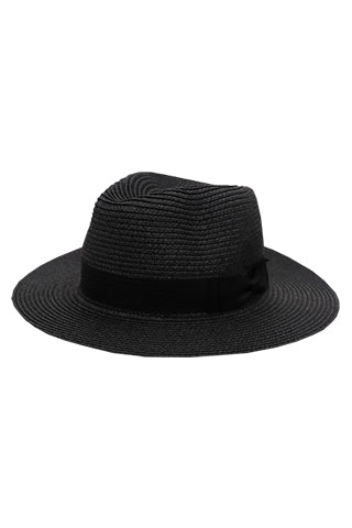 FAUX STRAW FEDORA HAT WITH BLACK BAND(H3090) <Bundle>