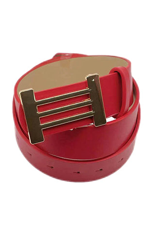 PU/ METAL ACCENTED BUCKLE BELT  45