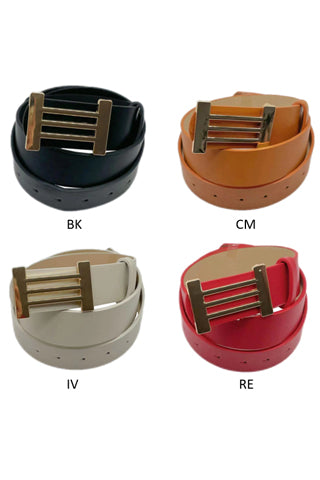 PU/ METAL ACCENTED BUCKLE BELT  45