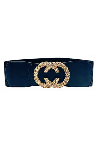 PU GOLD TEXTURE ELASTIC BELT W 2.95