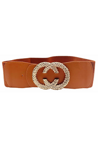 PU GOLD TEXTURE ELASTIC BELT W 2.95