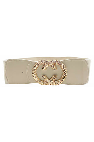 PU GOLD TEXTURE ELASTIC BELT W 2.95