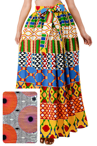 AFRICAN PRINT MAXI SKIRT(MMB9002) <Bundle>