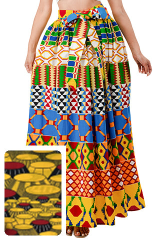 AFRICAN PRINT MAXI SKIRT(MMB9002) <Bundle>