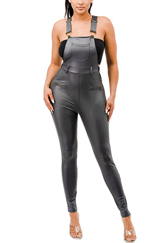 PU LEATHER OVERALLS(MMJ1002) <Bundle>