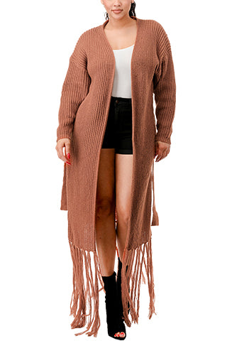 KNIT FRINGE LONG CARDIGAN WITH BELT(MMO1002) <Bundle>