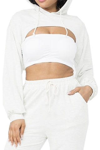 FRENCH TERRY HOODIE CROP TOP(MT398) <Bundle>