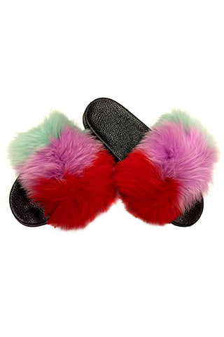 FOX FUR COLOR STRIPE SLIPPER-B(V2) <Bundle>