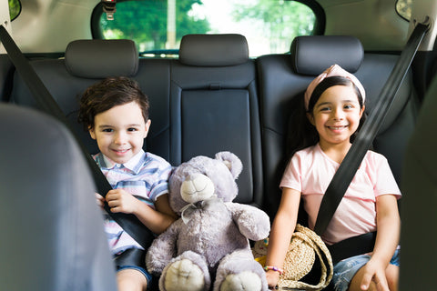 well behaved kids sitting in the car