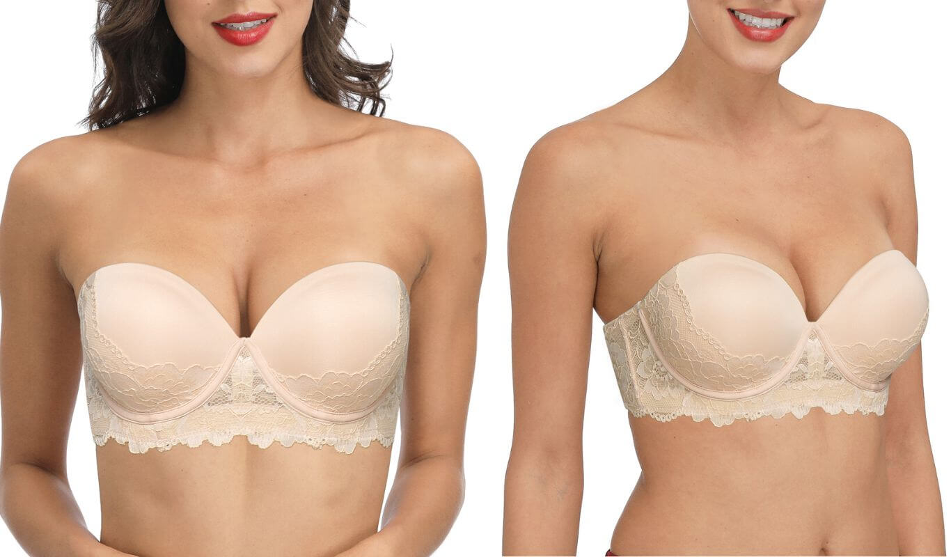 Padded Lace Strapless Bra - YANDW