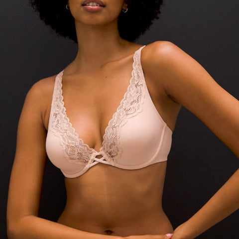 Soma Women's Lace Plunge Bralette Light White Size S NWT