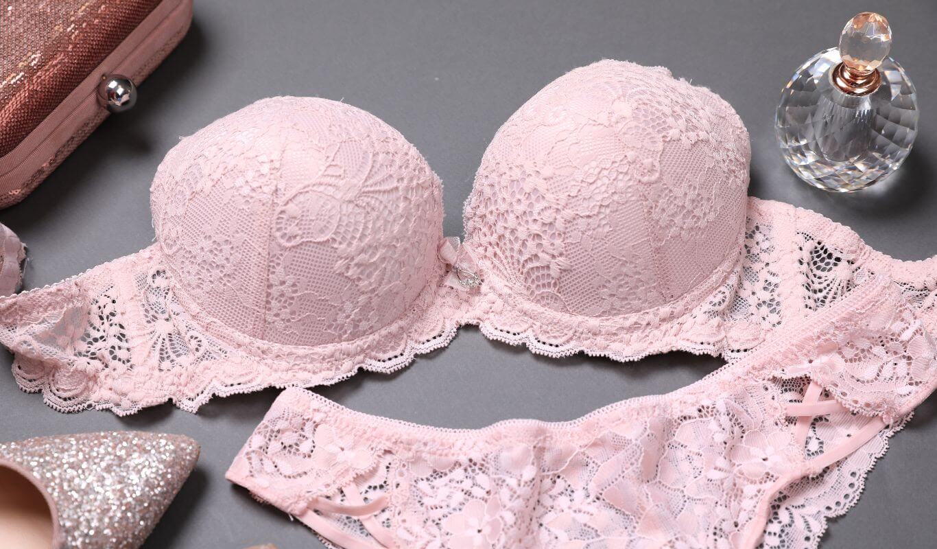 pink strapless push up bra