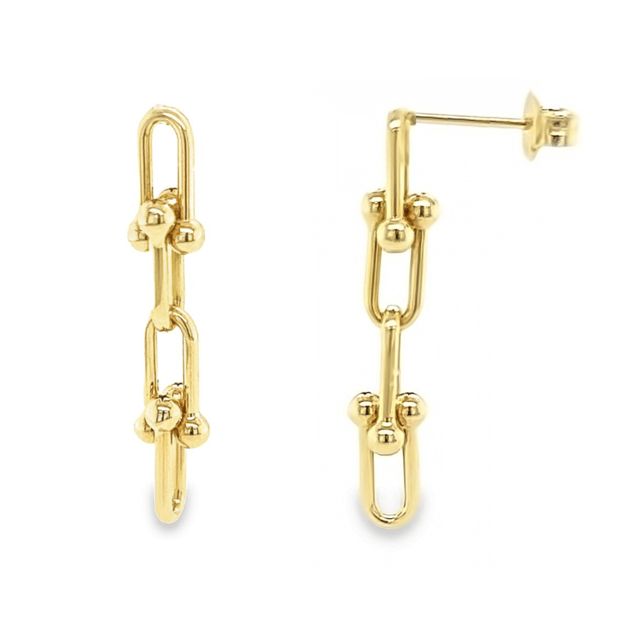 14K Gold U Link Drop Earrings