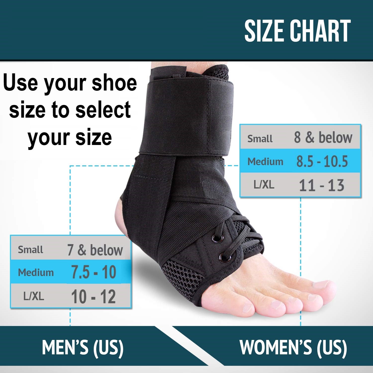 Lace Up Ankle Brace with Adjustable Stabilizer Straps