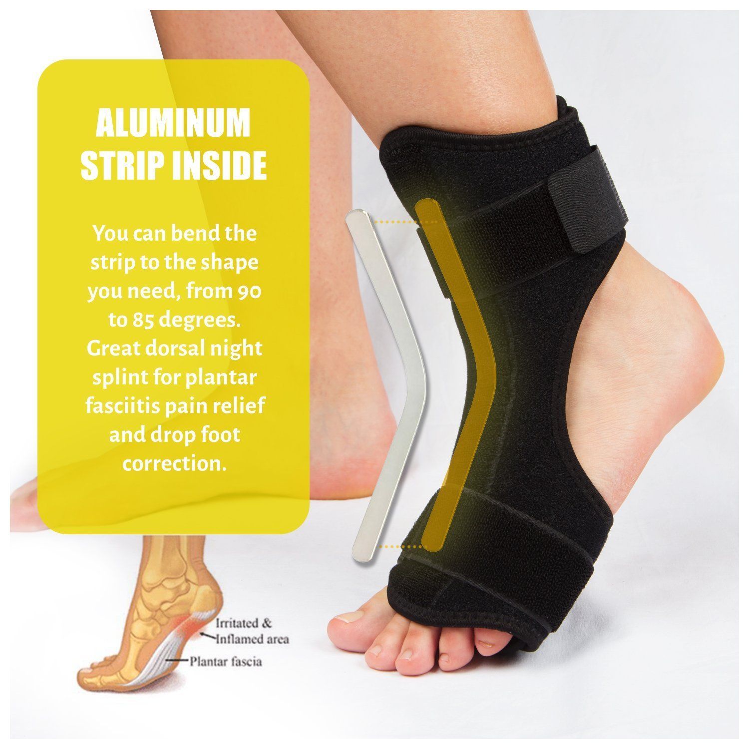 Plantar Fasciitis Dorsal Night Splint - AFO Orthotic Drop Foot Brace ~ Heel Pain Relief!