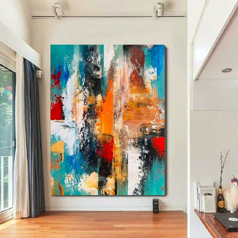 Colorful Abstract Acrylic Paintings for Living Room, Heavy Texture Canvas Art, Modern Contemporary Artwork, Buy Paintings Online