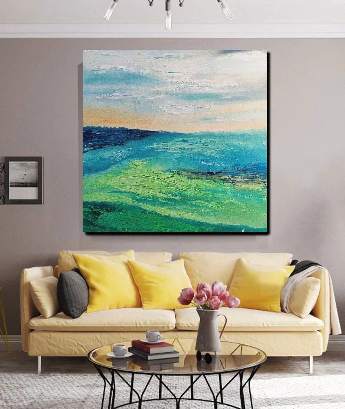 Landscape Acrylic Paintings, Abstract Landscape Painting, Modern Paintings for Living Room, Heavy Texture Painting, Large Painting Behind Sofa