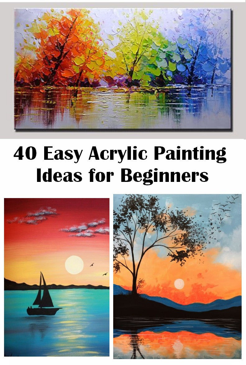 40 Easy Landscape Painting Ideas, Easy Acrylic Painting Ideas  for Beginners, Easy Tree Painting Ideas, Simple Abstract Painting Ideas, Sunrise Painting, Easy Canvas Painting Ideas