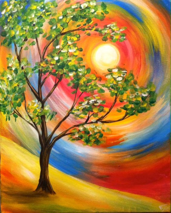 Easy Tree Painting Ideas for Beginners, Simple Abstract Painting Ideas, Easy Acrylic Paintings, Simple Landscape Painting Ideas