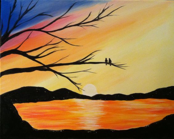 Easy Landscape Painting Ideas for Beginners, Easy Acrylic Painting Ideas, Easy Tree Painting Ideas, Simple Abstract Painting Ideas, Sunrise Painting, Easy Canvas Painting Ideas