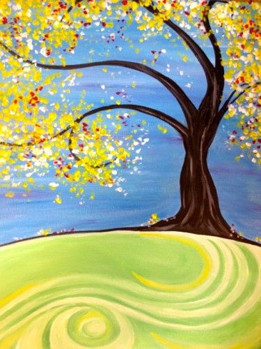 Easy Tree Paintings, Simple Landscape Paintings Ideas for Beginners, Simple Canvas Paintings, Easy Acrylic Painting Ideas for Beginners