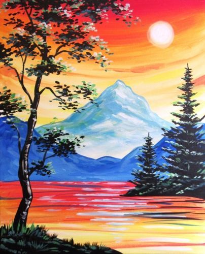 Easy Landscape Painting Ideas for Beginners, Easy Acrylic Painting Ideas, Simple Abstract Painting Ideas, Mountain Landscape Painting, Easy Canvas Painting Ideas