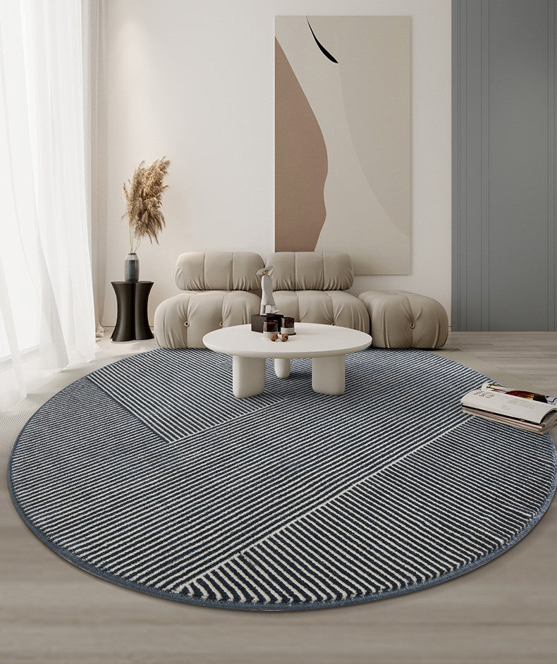 Indigo Blue Modern Area Rugs for Living Room, Modern Rugs under Coffee Table, Modern Rugs in Bedroom, Round Modern Rugs in Dining Room