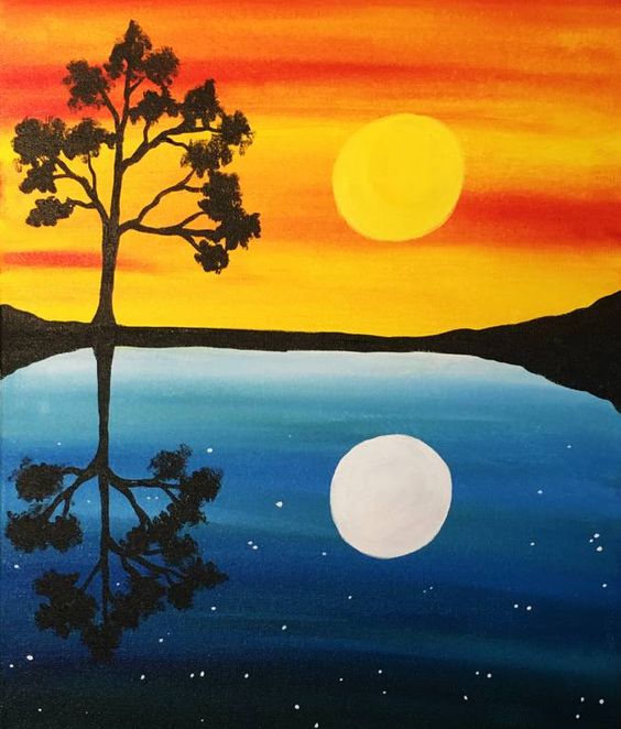 Easy Landscape Painting Ideas for Beginners, Easy Acrylic Painting Ideas, Easy Tree Painting Ideas, Simple Abstract Painting Ideas, Day and Night Painting, Easy Canvas Painting Ideas