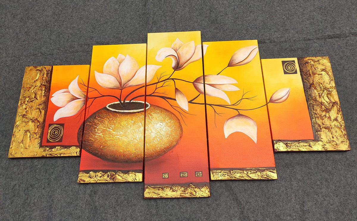 Hand Painted Canvas Art, Acrylic Flower Paintings, Large Paintings for Living Room, Acrylic Painting on Canvas