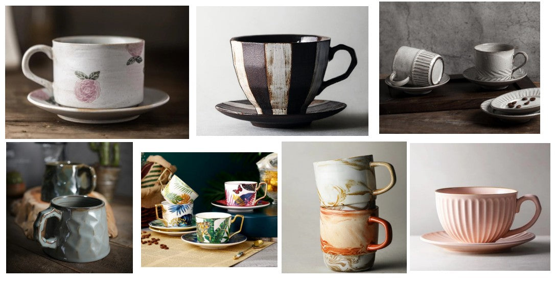 Cappuccino Coffee Cup, Creative Pottery Mugs, Handmade Ceramic Mugs, Unique Ceramic Coffee Mugs for Cafe, White coffee cup, Black coffee cup, Latte Coffee Cups