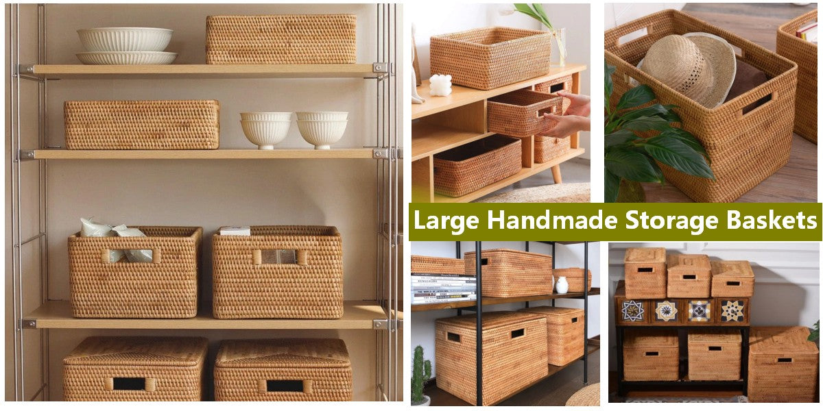 Rectangular storage baskets, storage basket with lid, storage baskets for shelves, storage baskets for kitchen, extra large storage baskets, laundry baskets, storage baskets for living room, woven storage basket, storage basket for clothes.