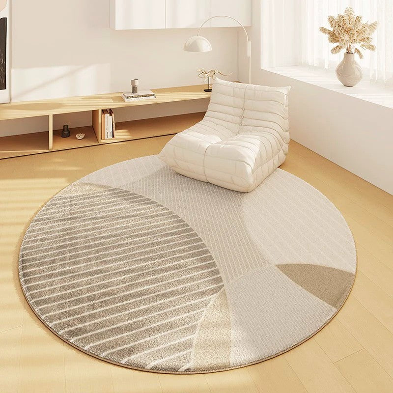 Grey Modern Rugs for Living Room, Round Modern Rugs under Coffee Table, Dining Room Grey Modern Rugs