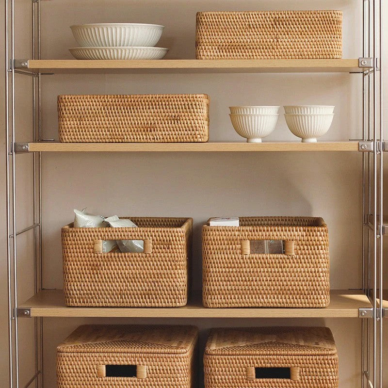 Storage Basket with Lid, Storage Baskets for Toys, Rectangular Storage Basket for Shelves, Storage Baskets for Bathroom, Storage Baskets for Clothes