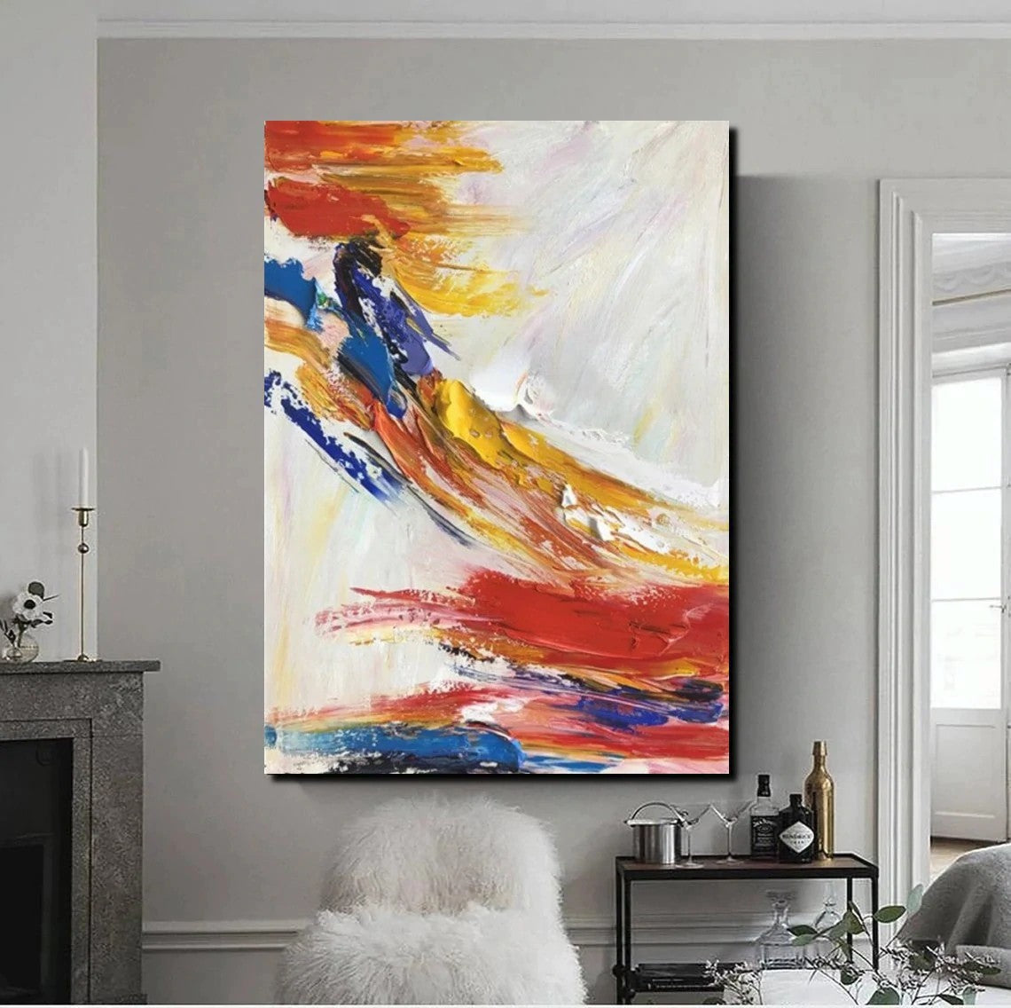 Living Room Wall Art Paintings, Acrylic Abstract Paintings Behind Sofa, Large Painting Behind Couch, Buy Abstract Painting Online, Simple Modern Art