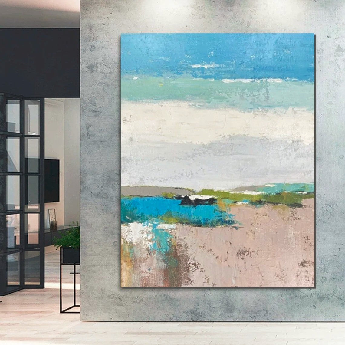 Acrylic Paintings on Canvas, Simple Modern Art, Large Paintings Behind Sofa, Acrylic Painting for Bedroom, Blue Modern Paintings, Buy Paintings Online