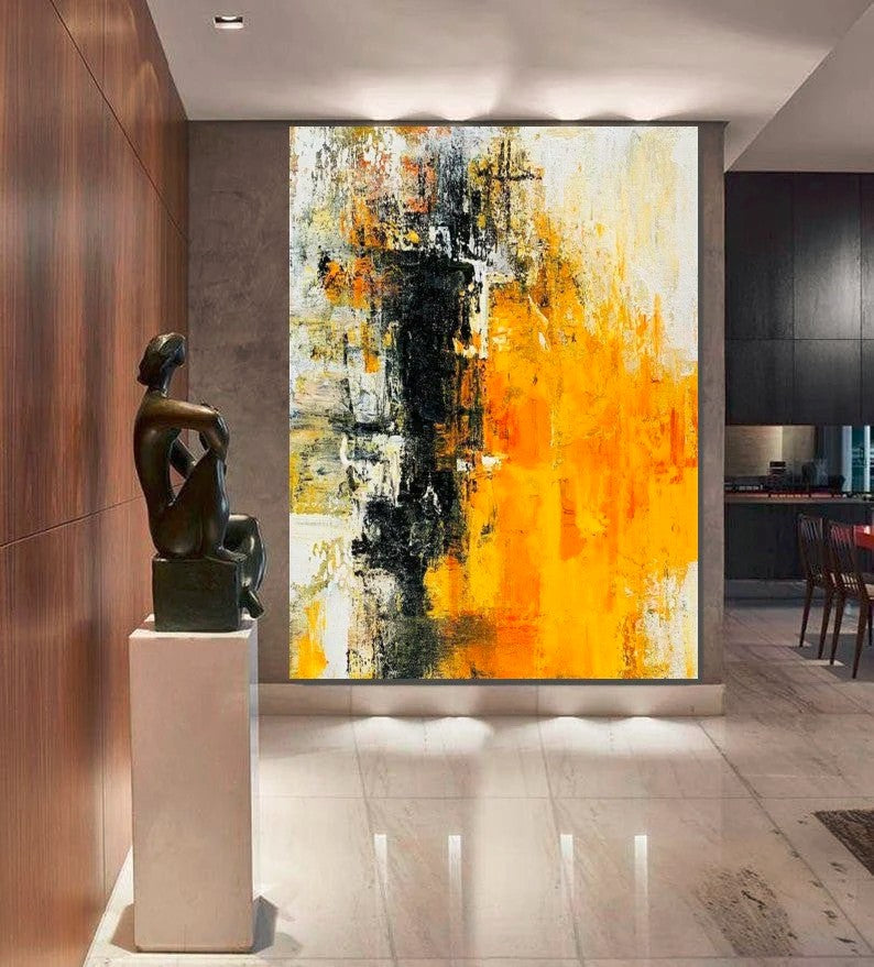 Canvas Painting for Living Room, Simple Modern Art, Yellow Modern Wall Art Painting, Huge Contemporary Abstract Artwork for Bedroom