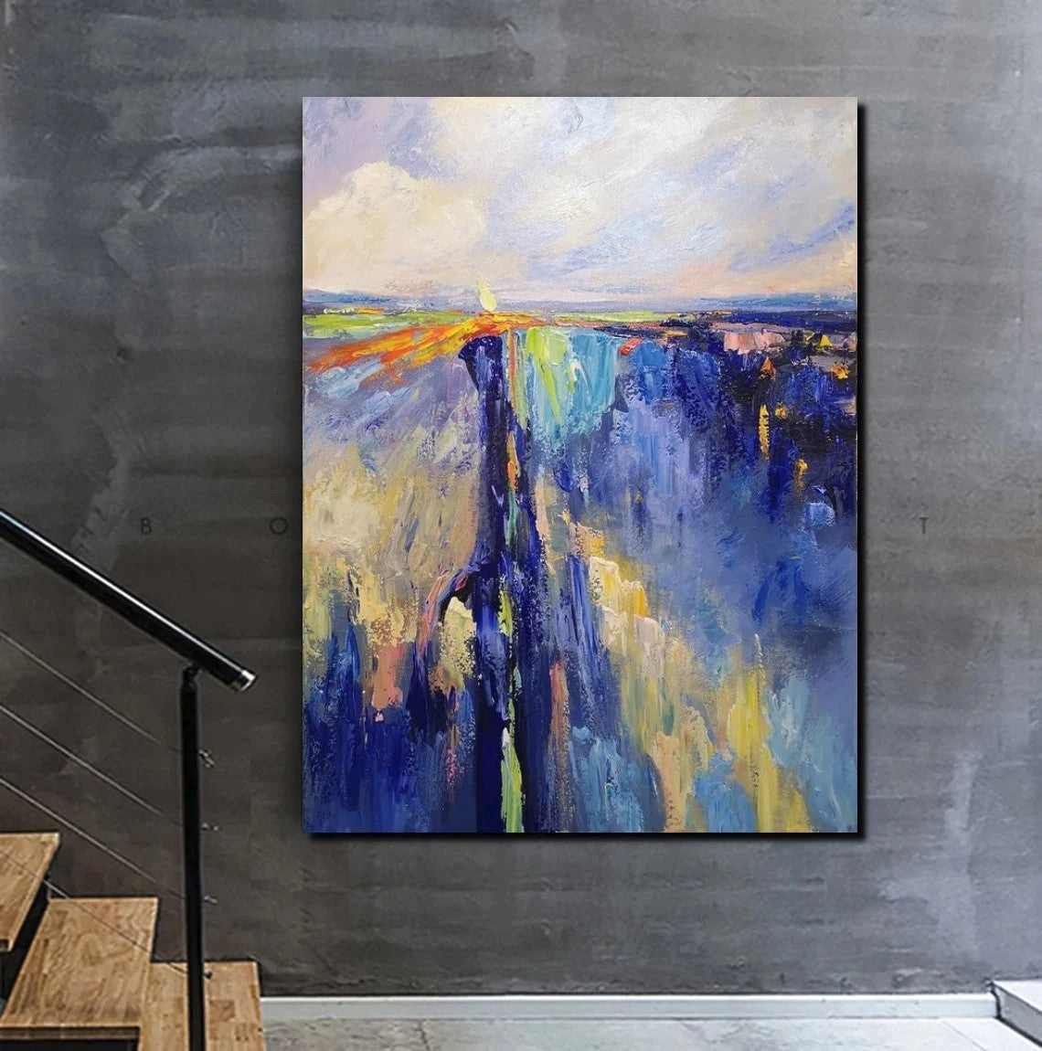 Acrylic Paintings on Canvas, Large Paintings Behind Sofa, Acrylic Painting for Bedroom, Blue Modern Paintings, Buy Paintings Online