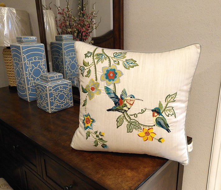 Decorative Throw Pillows for Couch, Bird Pillows, Pillows for Farmhouse, Sofa Throw Pillows, Embroidery Throw Pillows, Rustic Pillows
