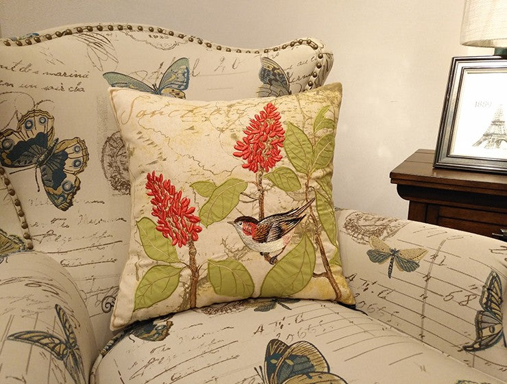 Decorative Throw Pillows for Couch, Bird Pillows, Pillows for Farmhouse, Sofa Throw Pillows, Embroidery Throw Pillows, Rustic Pillows