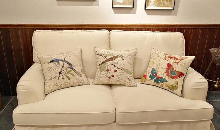 Decorative Throw Pillows for Couch. Bird Pillows. Pillows for Farmhouse. Sofa Throw Pillows. Embroidery Throw Pillows. Rustic Pillows