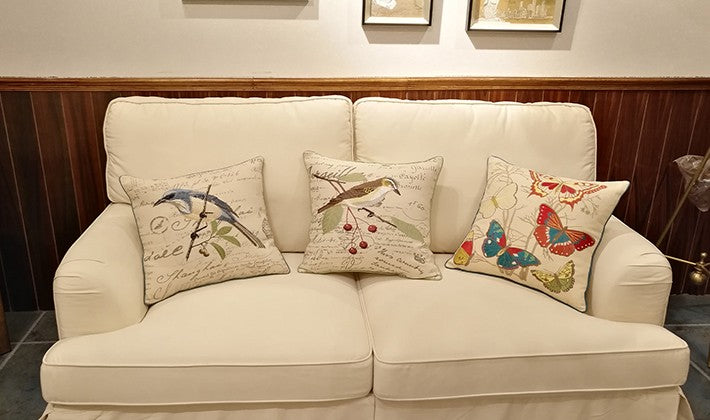 Decorative Throw Pillows for Couch, Bird Pillows, Pillows for Farmhouse, Sofa Throw Pillows, Embroidery Throw Pillows, Rustic Pillows